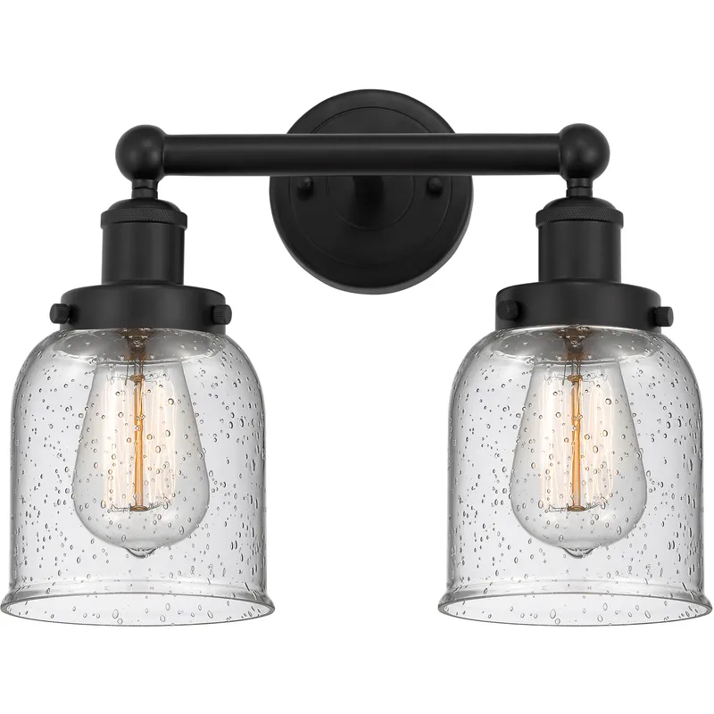 Bell 2 Light 15.5 inch Matte Black Bath Vanity Light Wall Light
