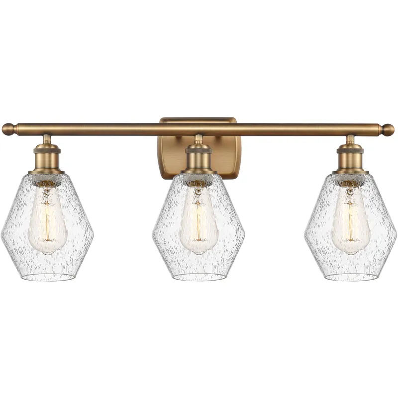 Ballston Cindyrella 3 Light 26 inch Brushed Brass Bath Vanity Light Wall Light in Incandescent, Seedy Glass