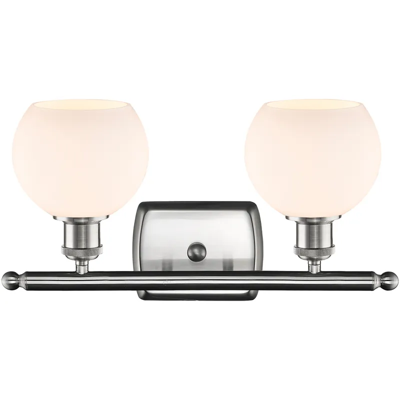 Ballston Athens 2 Light 16 inch Brushed Satin Nickel Bath Vanity Light Wall Light in Matte White Glass