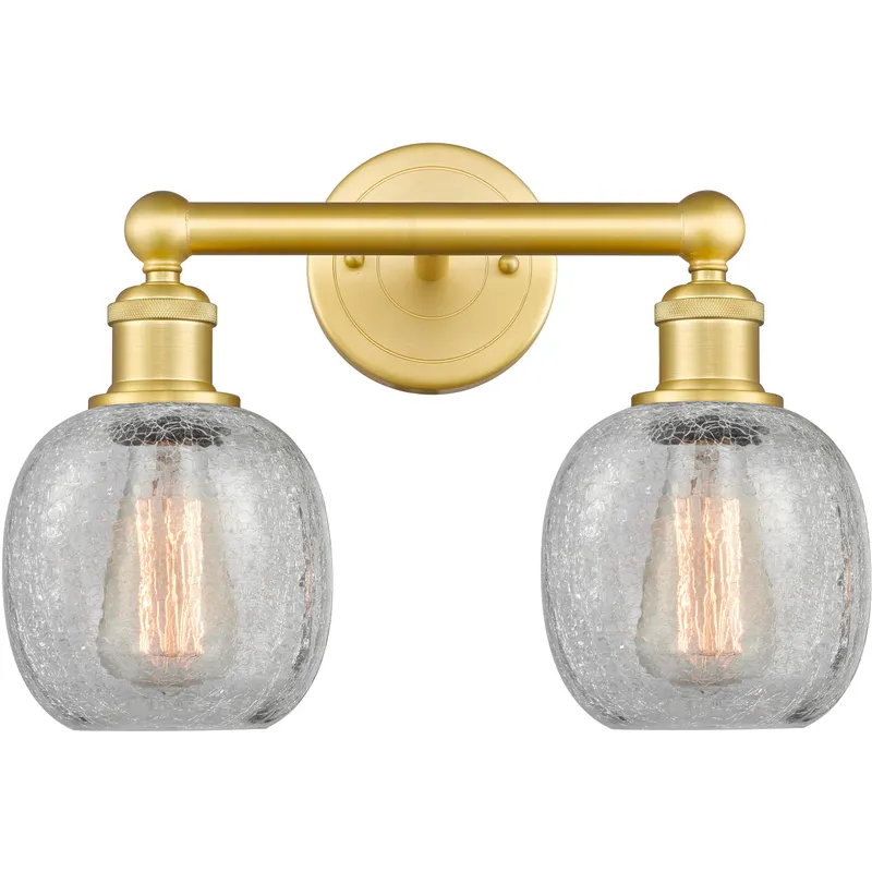 Belfast 2 Light 15 inch Satin Gold Bath Vanity Light Wall Light in Clear Crackle