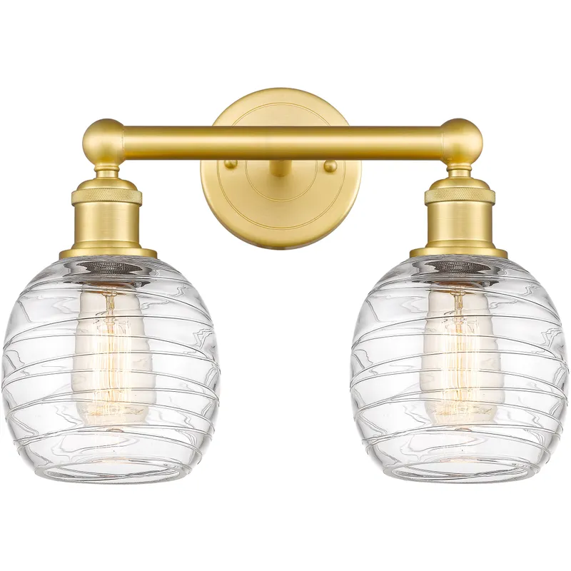 Belfast 2 Light 15 inch Satin Gold Bath Vanity Light Wall Light in Deco Swirl
