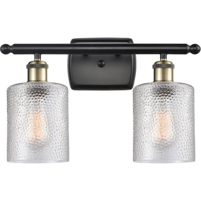 Ballston Cobbleskill LED 16 inch Black Antique Brass Bath Vanity Light Wall Light in Clear Glass, Ballston