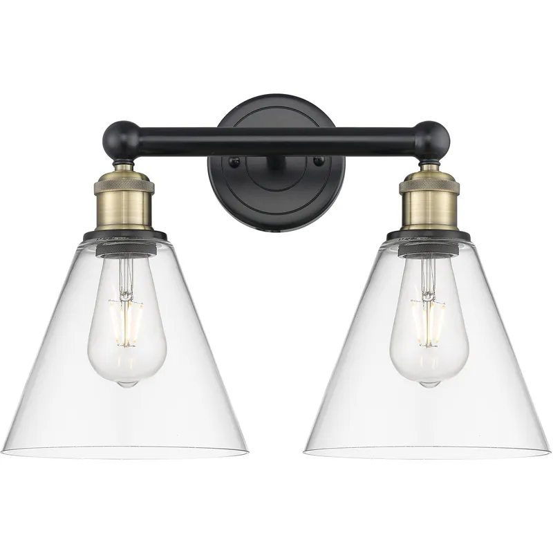 Berkshire 2 Light 17 inch Black Antique Brass Bath Vanity Light Wall Light in Clear