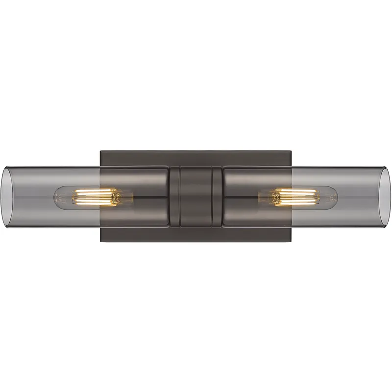 Ballston Urban 2 Light 18 inch Oiled Brass Bath Vanity Light Wall Light in Oil Rubbed Bronze, Light Smoke Glass