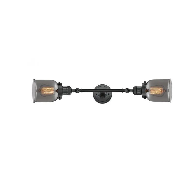 Franklin Restoration Small Bell LED 5 inch Matte Black Bath Vanity Light Wall Light in Plated Smoke Glass, Franklin Restoration
