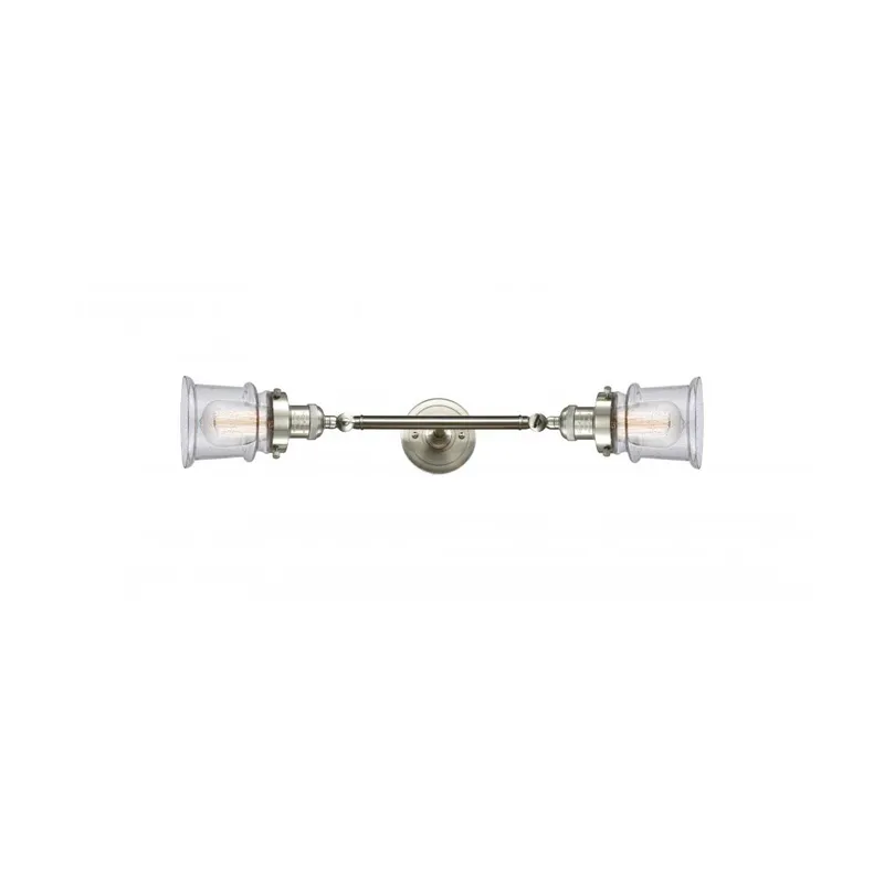 Franklin Restoration Small Canton 2 Light 6 inch Brushed Satin Nickel Bath Vanity Light Wall Light in Seedy Glass, Franklin Restoration