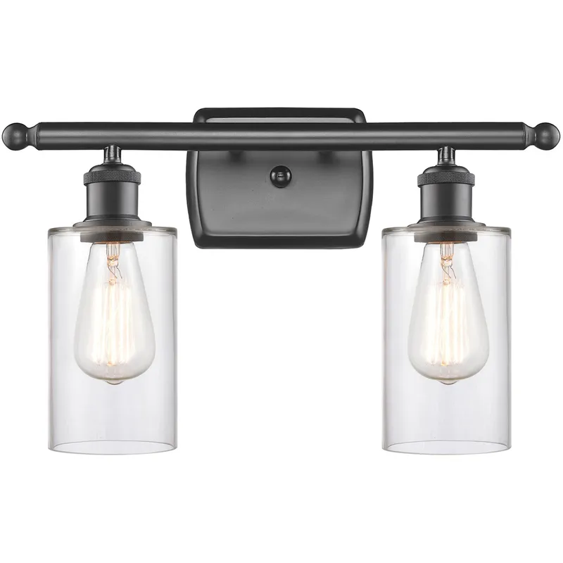 Ballston Clymer 2 Light 16 inch Oil Rubbed Bronze Bath Vanity Light Wall Light in Clear Glass, Ballston