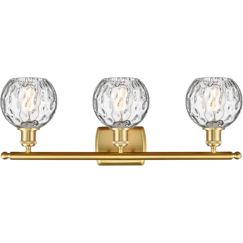 Ballston Athens Water Glass 3 Light 26 inch Satin Gold Bath Vanity Light Wall Light