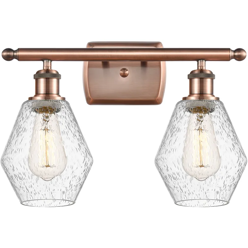 Ballston Cindyrella LED 16 inch Antique Copper Bath Vanity Light Wall Light in Seedy Glass