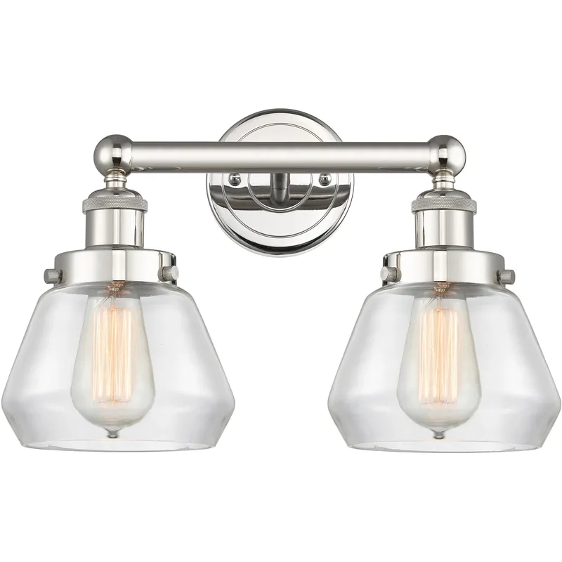 Fulton 2 Light 15.5 inch Polished Nickel Bath Vanity Light Wall Light in Clear