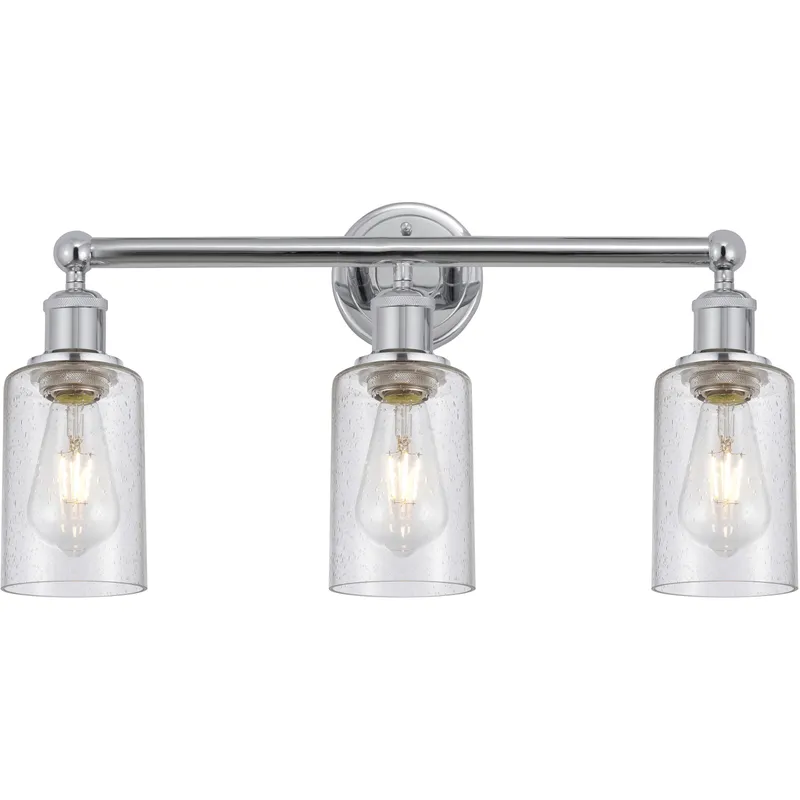 Clymer 3 Light 21.88 inch Polished Chrome Bath Vanity Light Wall Light in Seedy Glass