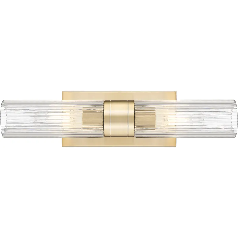 Boreas 2 Light 18 inch Champagne Bronze Linear Bath Vanity Light Wall Light in Striped Clear Glass