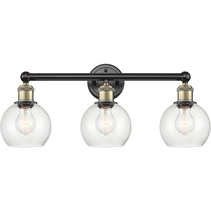 Athens 3 Light 24 inch Black Antique Brass Bath Vanity Light Wall Light in Seedy