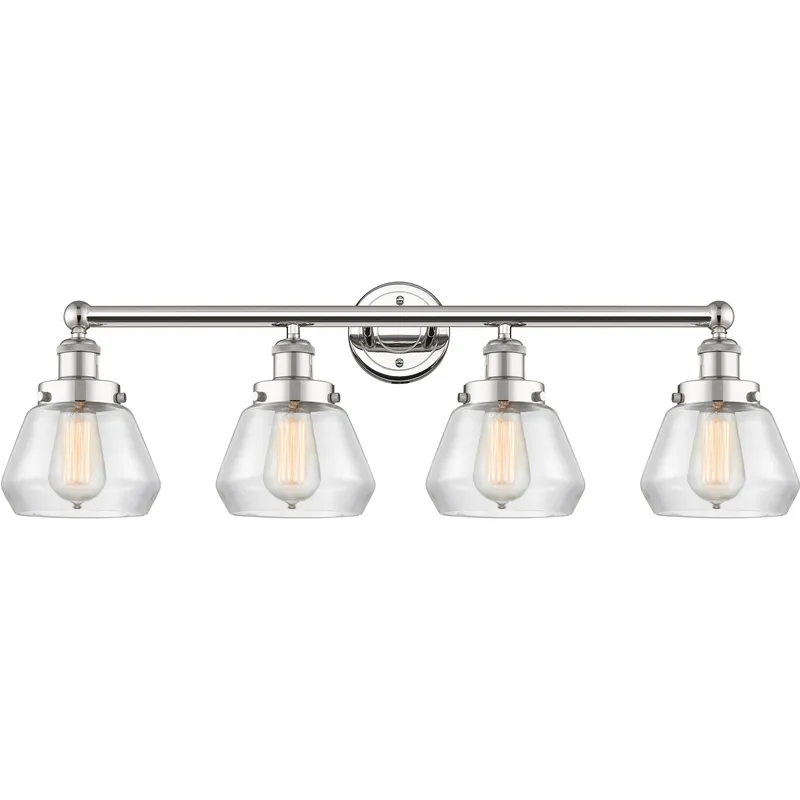 Fulton 4 Light 33.5 inch Polished Nickel Bath Vanity Light Wall Light in Clear