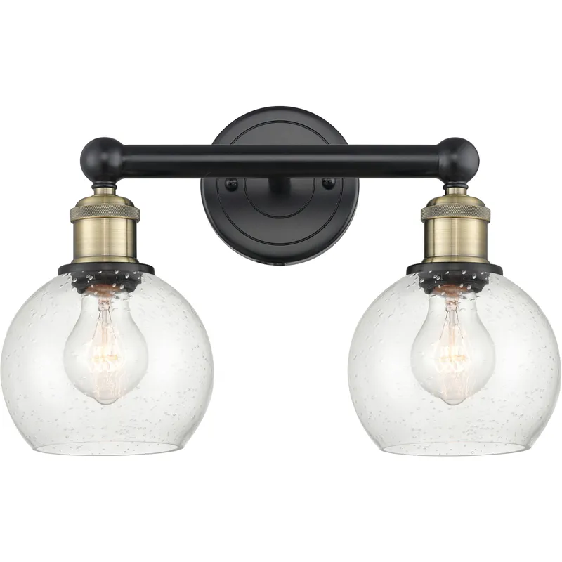 Athens 2 Light 15 inch Black Antique Brass Bath Vanity Light Wall Light in Seedy