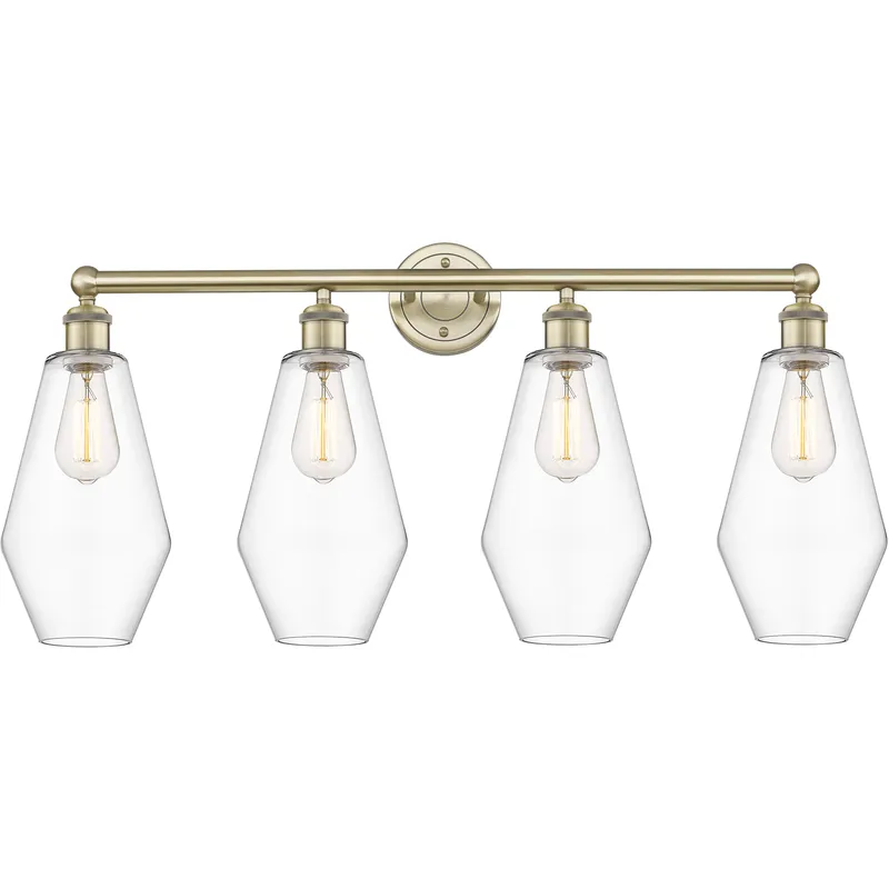 Cindyrella 4 Light 34 inch Antique Brass Bath Vanity Light Wall Light in Clear