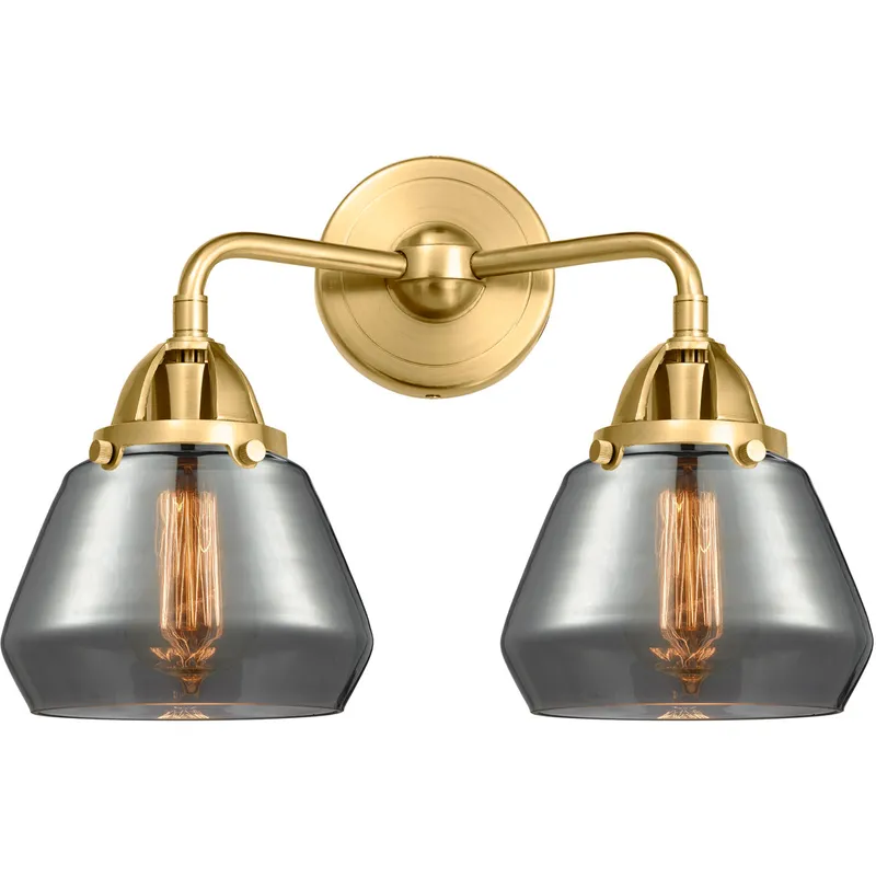 Nouveau 2 Fulton LED 14.75 inch Satin Gold Bath Vanity Light Wall Light in Plated Smoke Glass
