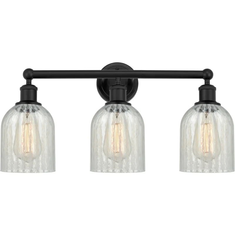 Edison Caledonia 3 Light 23 inch Matte Black Bath Vanity Light Wall Light in Mouchette Glass