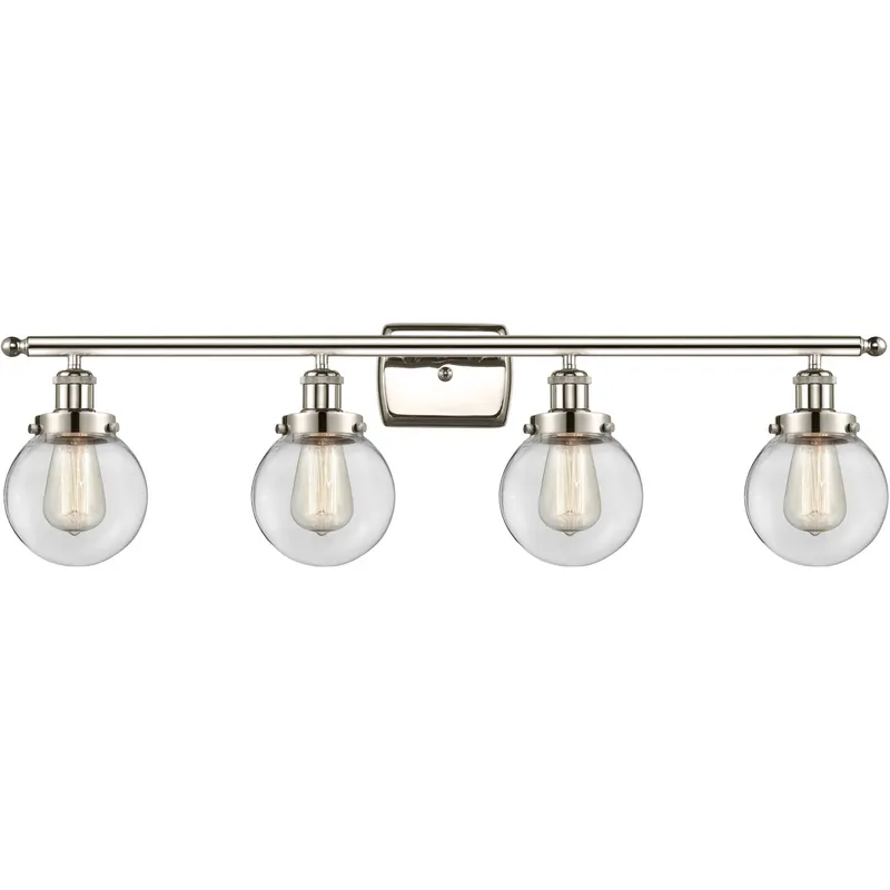 Ballston Beacon 4 Light 36 inch Polished Nickel Bath Vanity Light Wall Light in Clear Glass