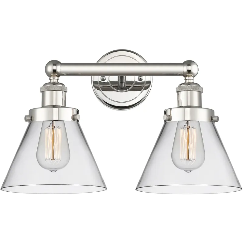 Cone 2 Light 16.75 inch Polished Nickel Bath Vanity Light Wall Light in Clear