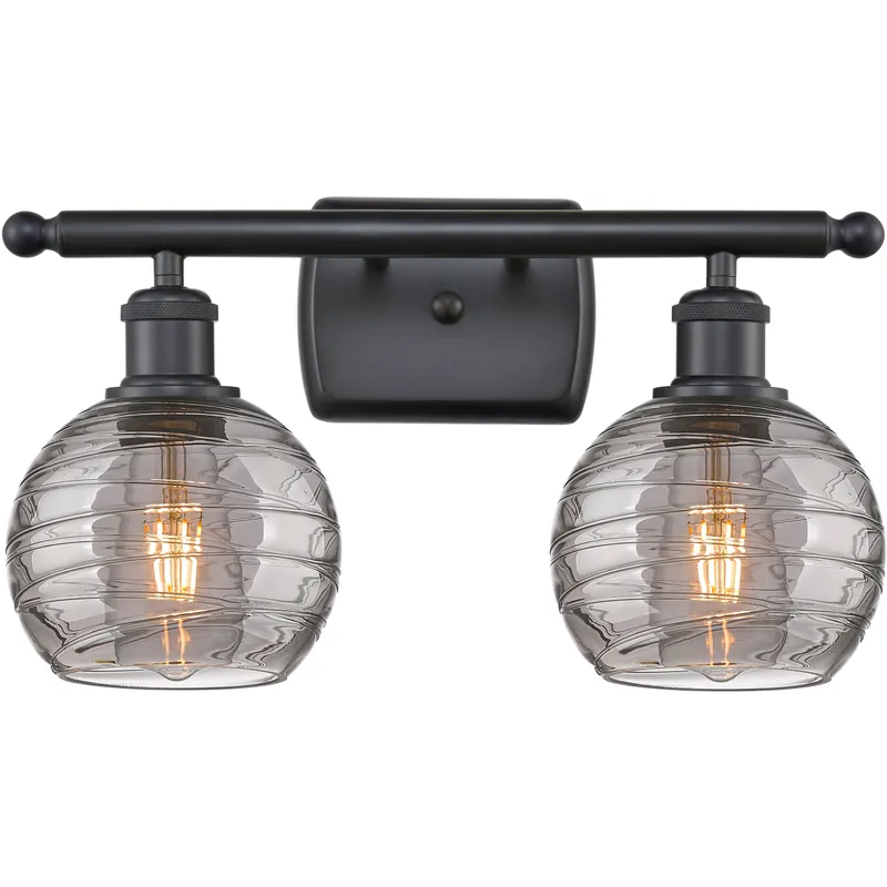 Ballston Athens Deco Swirl 2 Light 15.88 inch Matte Black Bath Vanity Light Wall Light