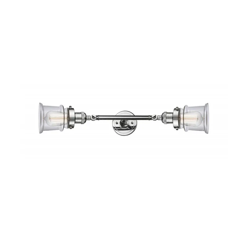 Franklin Restoration Small Canton 2 Light 6 inch Polished Chrome Bath Vanity Light Wall Light in Clear Glass, Franklin Restoration