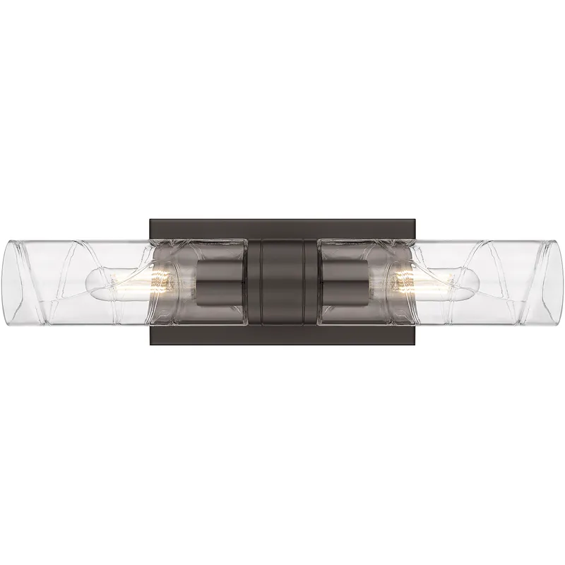 Ballston Urban 2 Light 18 inch Oil Rubbed Bronze Bath Vanity Light Wall Light in Deco Swirl Glass