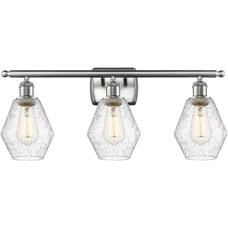 Ballston Cindyrella 3 Light 26 inch Brushed Satin Nickel Bath Vanity Light Wall Light in Incandescent, Seedy Glass