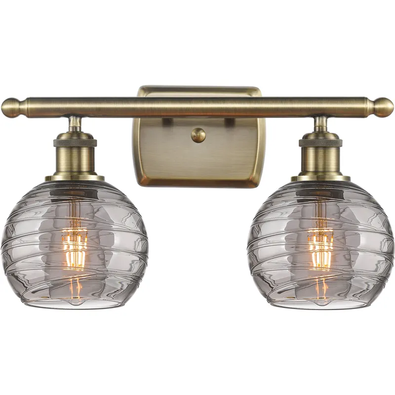 Ballston Athens Deco Swirl 2 Light 15.88 inch Antique Brass Bath Vanity Light Wall Light