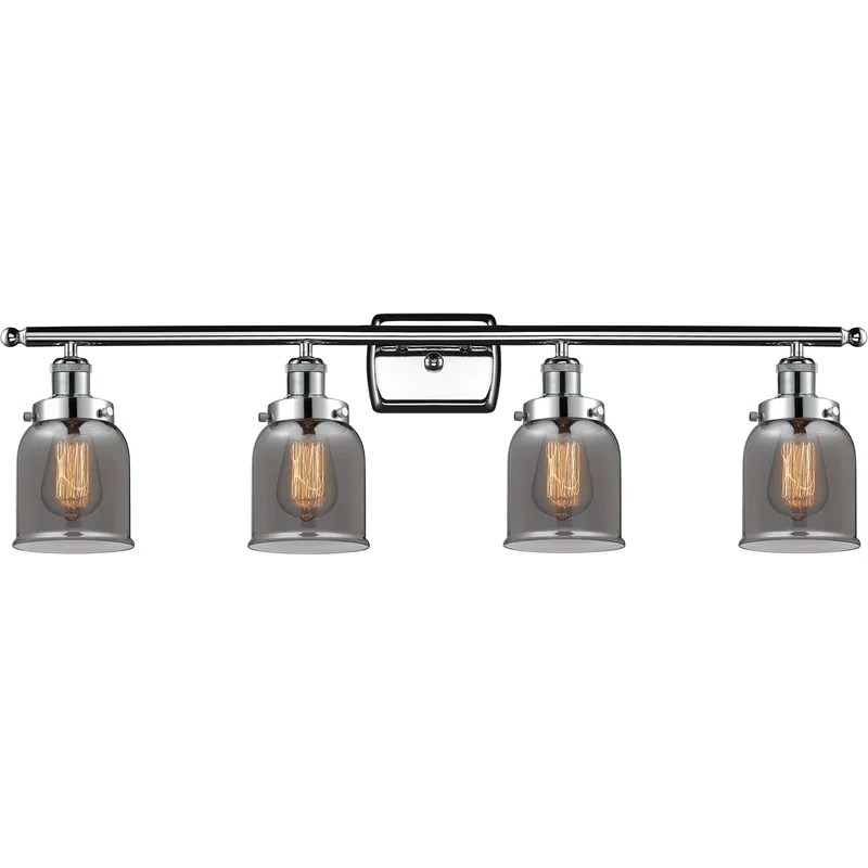 Ballston Small Bell LED 36 inch Polished Chrome Bath Vanity Light Wall Light in Light Smoke Glass, Ballston