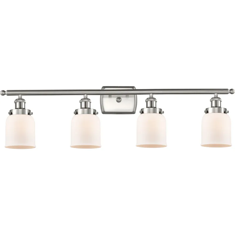 Ballston Small Bell LED 36 inch Brushed Satin Nickel Bath Vanity Light Wall Light in Matte White Glass, Ballston
