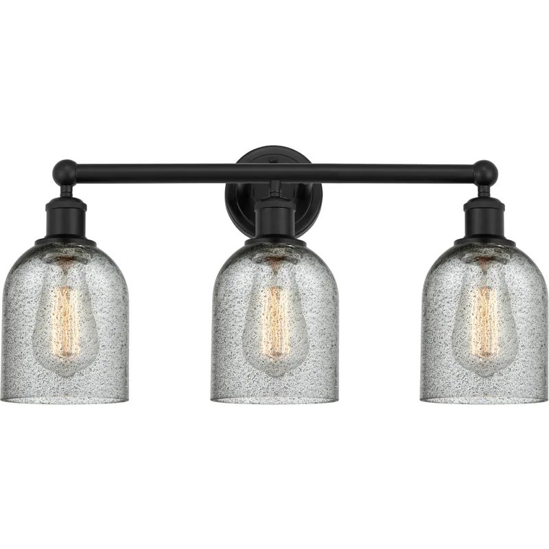Edison Caledonia 3 Light 23 inch Matte Black Bath Vanity Light Wall Light in Charcoal Glass