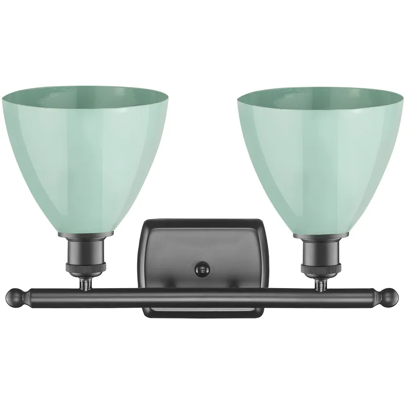 Ballston Plymouth Dome 2 Light 18 inch Oil Rubbed Bronze Bath Vanity Light Wall Light in Matte Seafoam