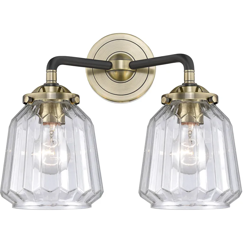 Nouveau Chatham LED 14 inch Black Antique Brass Bath Vanity Light Wall Light in Clear Glass, Nouveau
