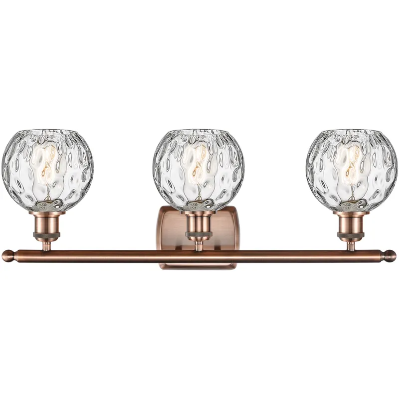 Ballston Athens Water Glass 3 Light 26 inch Antique Copper Bath Vanity Light Wall Light