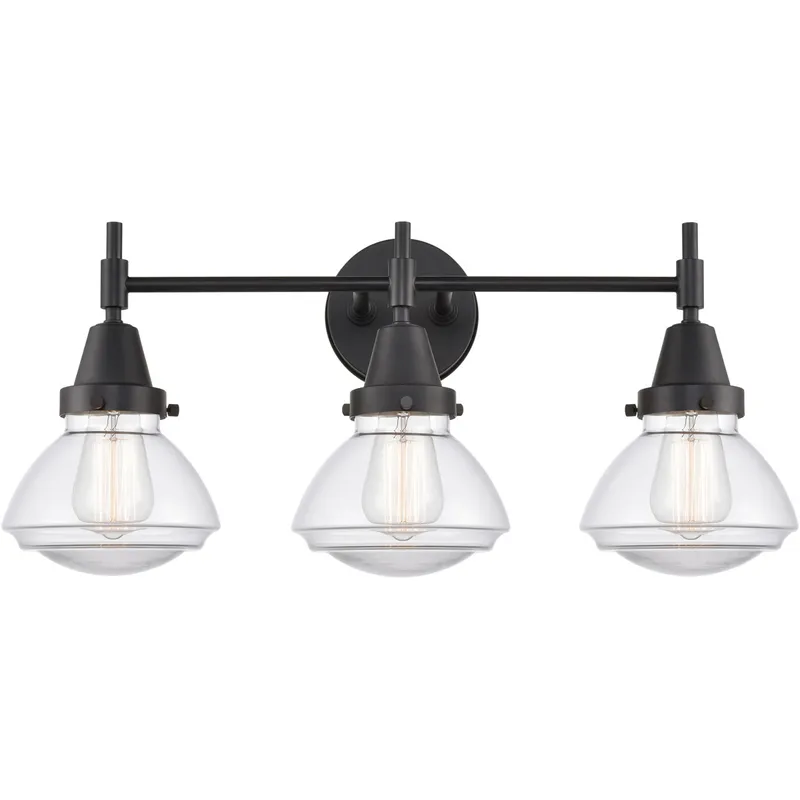 Caden LED 25 inch Matte Black Bath Vanity Light Wall Light in Clear Glass