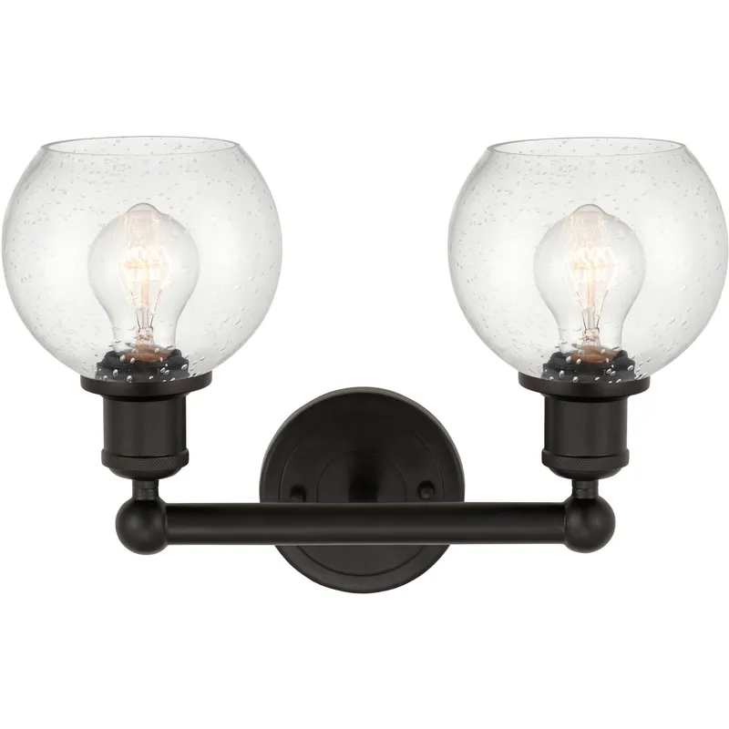 Edison Athens 2 Light 15 inch Oil Rubbed Bronze Bath Vanity Light Wall Light in Seedy Glass