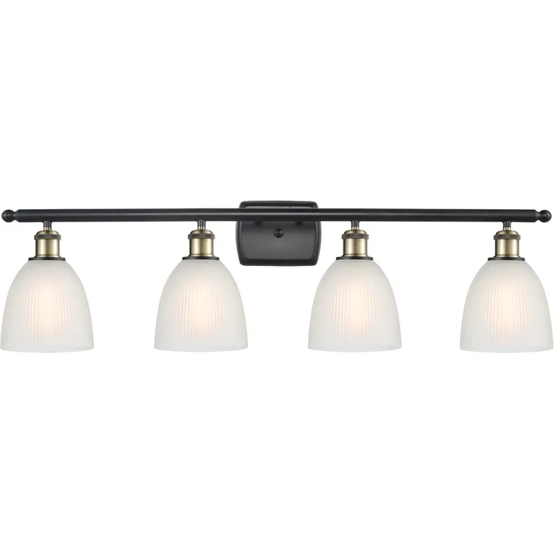 Ballston Castile LED 36 inch Black Antique Brass Bath Vanity Light Wall Light in White Glass, Ballston