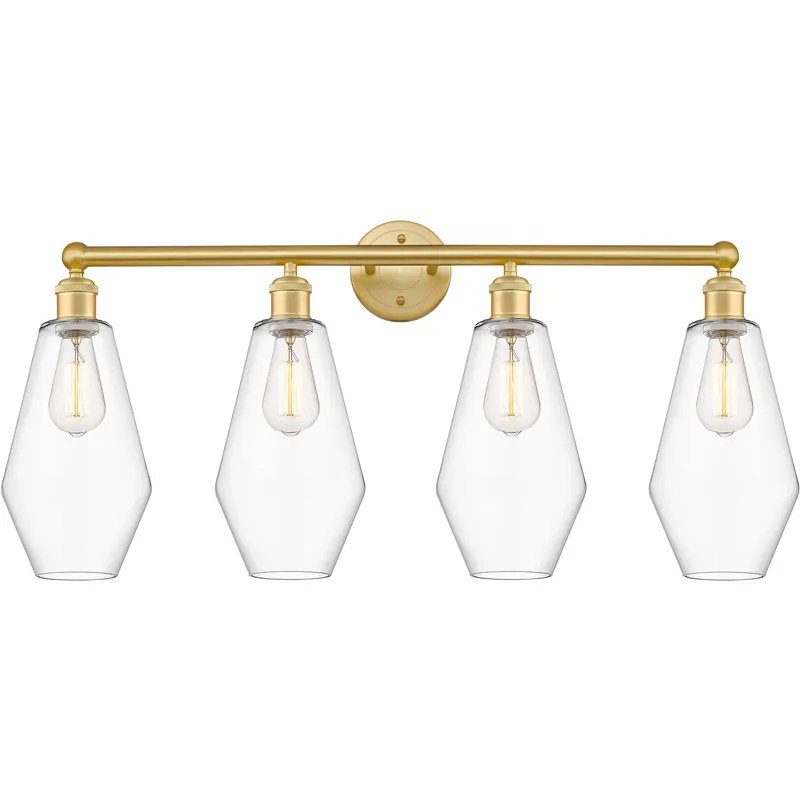 Cindyrella 4 Light 34 inch Satin Gold Bath Vanity Light Wall Light in Clear