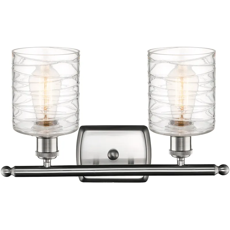 Ballston Cobbleskill LED 16 inch Brushed Satin Nickel Bath Vanity Light Wall Light in Deco Swirl Glass