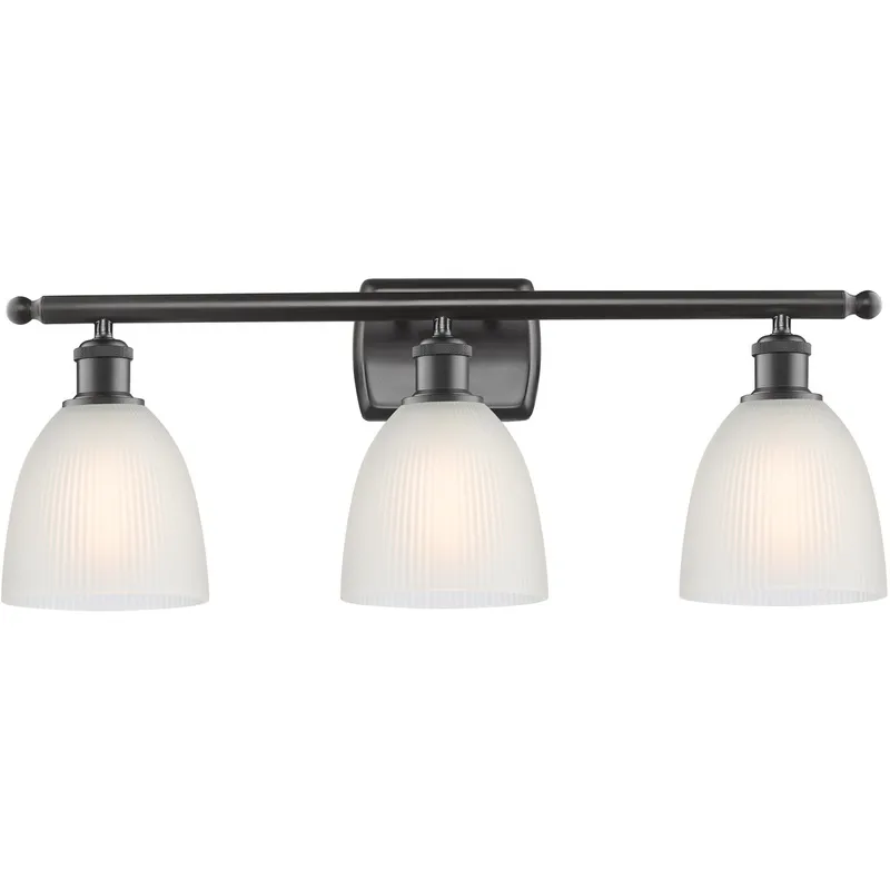 Ballston Castile 3 Light 26 inch Oil Rubbed Bronze Bath Vanity Light Wall Light in White Glass, Ballston