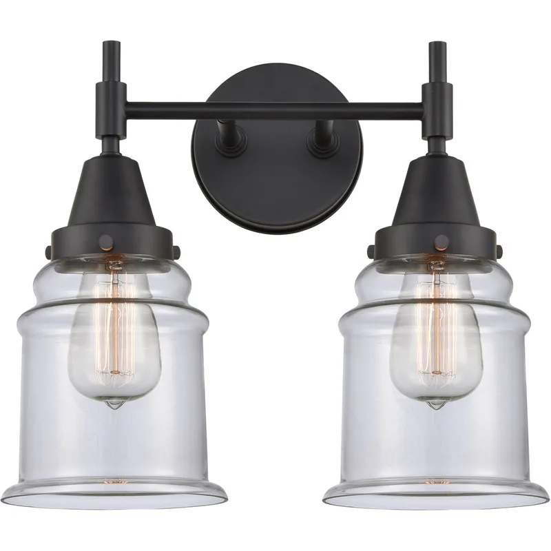Caden LED 15 inch Matte Black Bath Vanity Light Wall Light in Clear Glass
