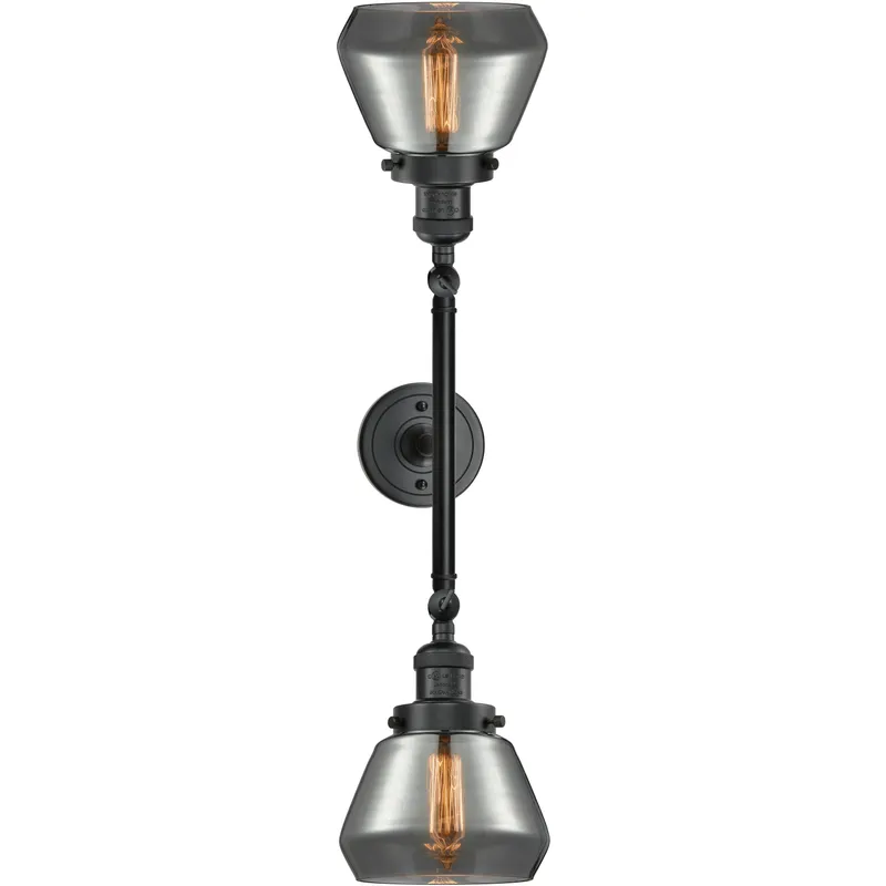 Franklin Restoration Fulton 2 Light 16.5 inch Matte Black Bath Vanity Light Wall Light in Light Smoke Glass, Franklin Restoration