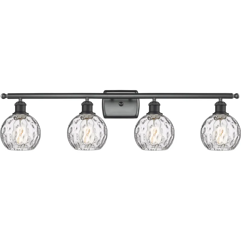 Ballston Athens Water Glass 4 Light 36 inch Matte Black Bath Vanity Light Wall Light
