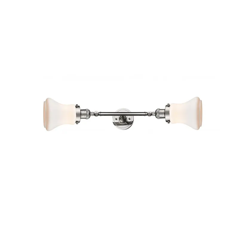 Franklin Restoration Bellmont 2 Light 6 inch Polished Nickel Bath Vanity Light Wall Light in Matte White Glass, Franklin Restoration