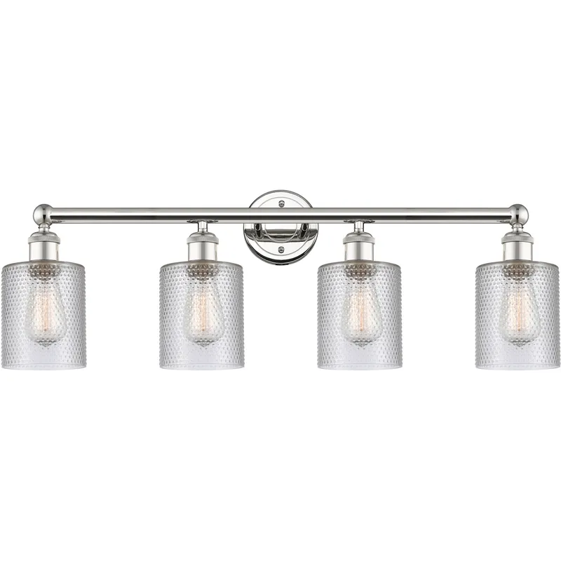 Cobbleskill 4 Light 32 inch Polished Nickel Bath Vanity Light Wall Light in Clear