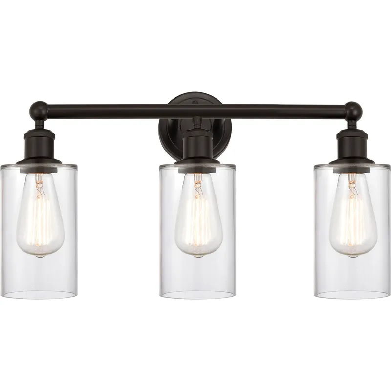 Edison Clymer 3 Light 22 inch Oil Rubbed Bronze Bath Vanity Light Wall Light in Clear Glass