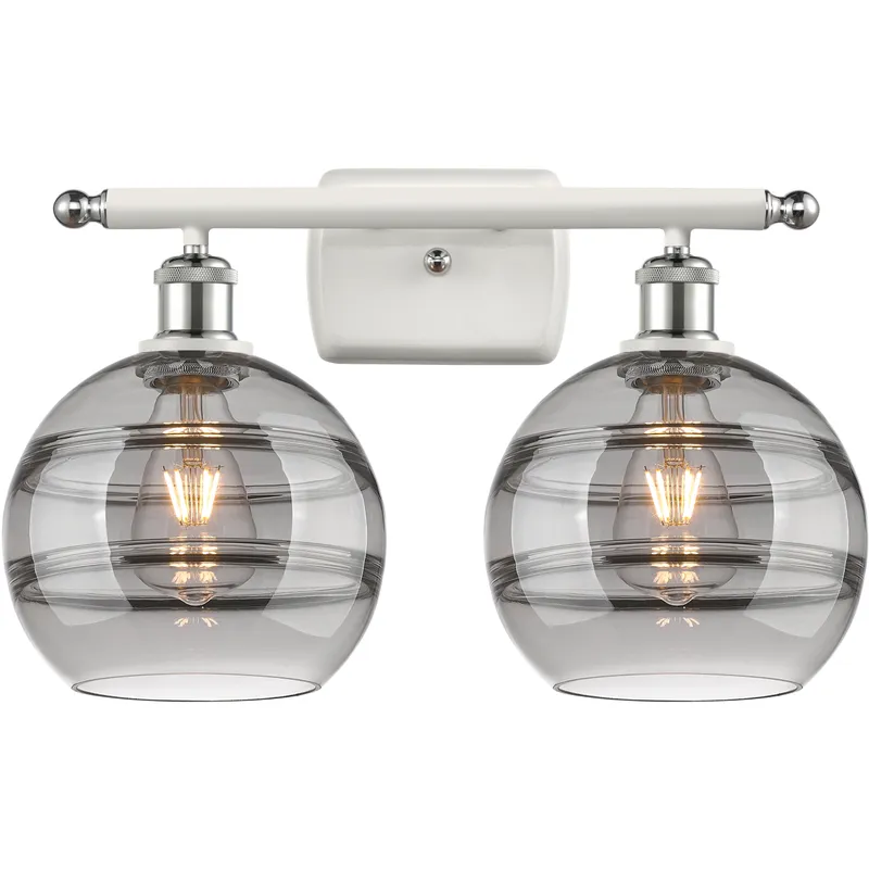 Ballston Rochester 2 Light 18 inch White Polished Chrome Bath Vanity Light Wall Light