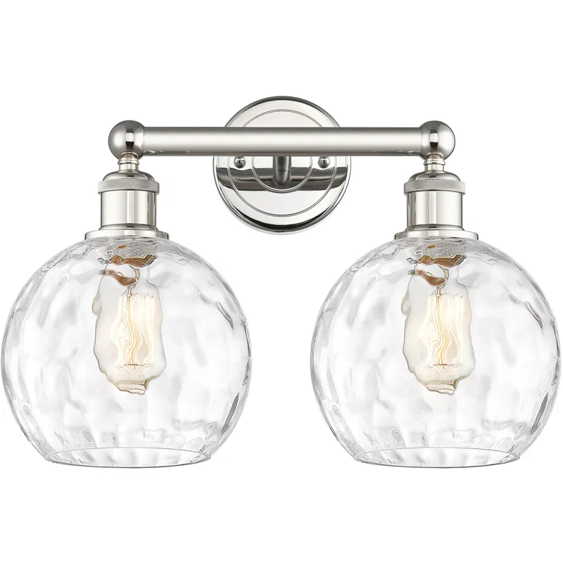 Athens Water Glass 2 Light 17 inch Polished Nickel Bath Vanity Light Wall Light in Clear Glass