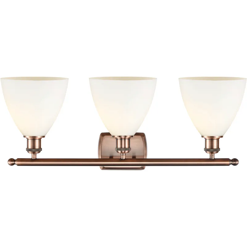 Ballston Ballston Dome LED 28 inch Antique Copper Bath Vanity Light Wall Light in Matte White Glass